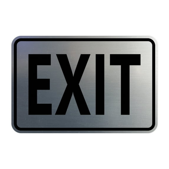 Classic Framed Exit Sign (Brushed Silver) - Medium