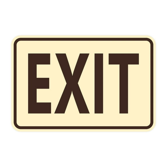 Classic Framed Exit Sign (Ivory/Dark Brown) - Large
