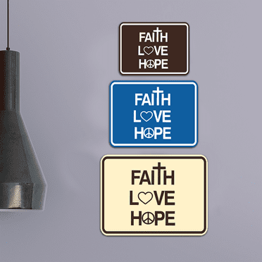 Classic Framed Faith Love Hope Sign (Navy Blue / White) - Large