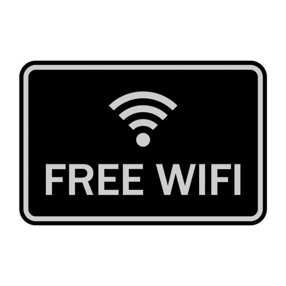Classic Framed Free Wifi Sign (Black / Silver) - Large
