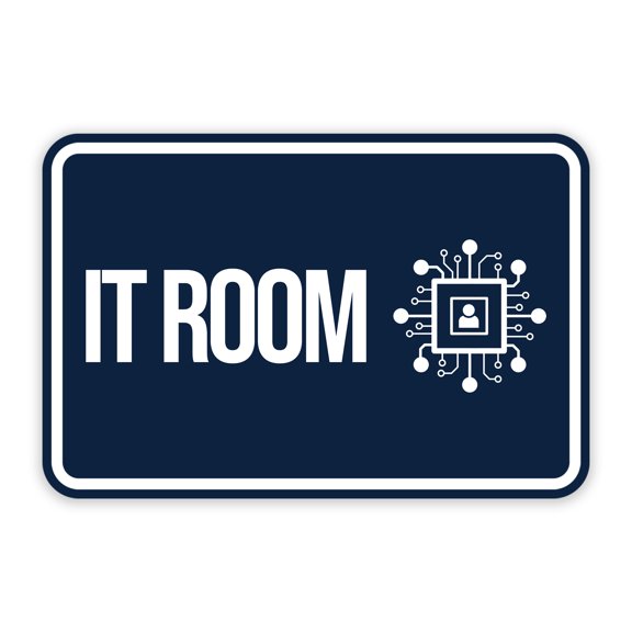 Classic Framed IT Room Sign (Blue) - Large