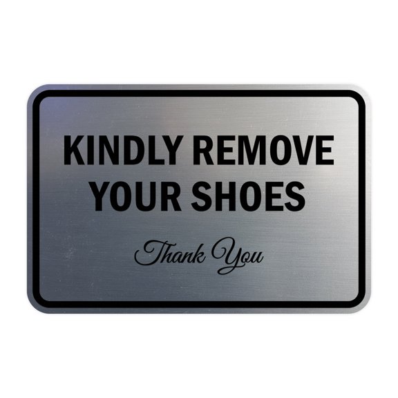 Classic Framed Kindly Remove Your Shoes (Brushed Silver) - Small