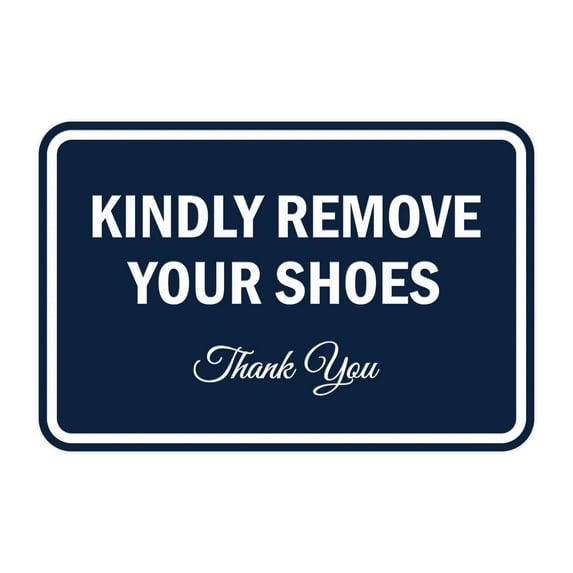 Classic Framed Kindly Remove Your Shoes (Navy Blue / White) - Medium