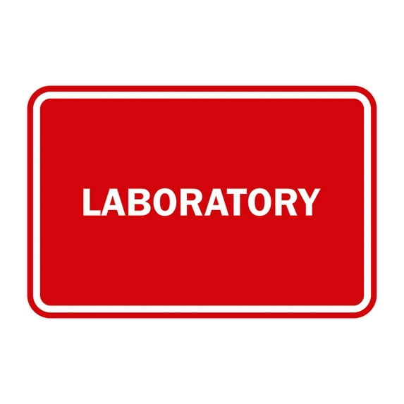 Classic Framed Laboratory Sign (Red) - Large