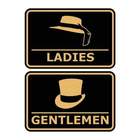 Classic Framed Ladies And Gentlemen Sign Set (Black Gold) - Large