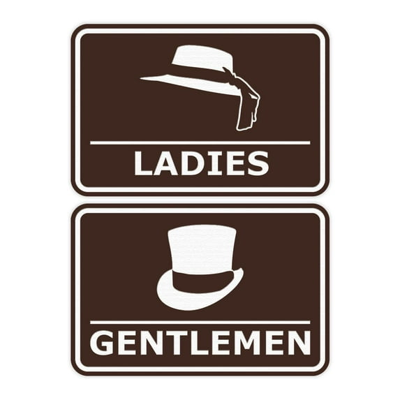 Classic Framed Ladies And Gentlemen Sign Set (Dark Brown) - Small