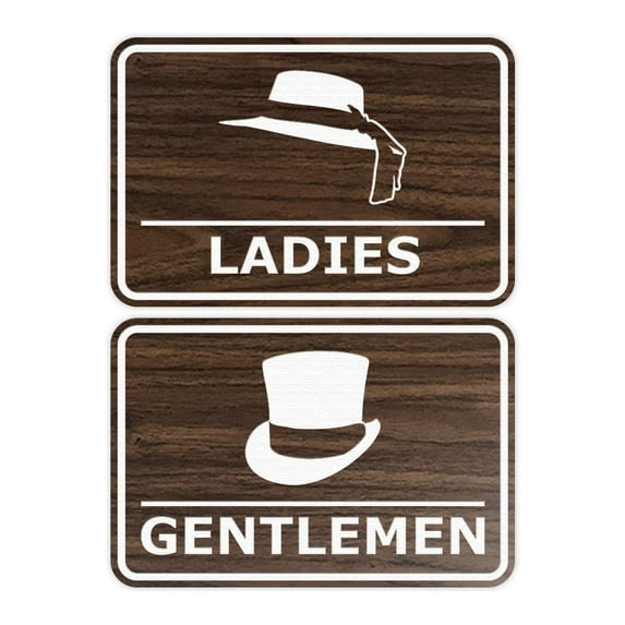 Classic Framed Ladies And Gentlemen Sign Set (Walnut) - Large