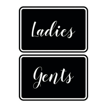 Classic Framed Ladies And Gents Sign Set (Black) - Small