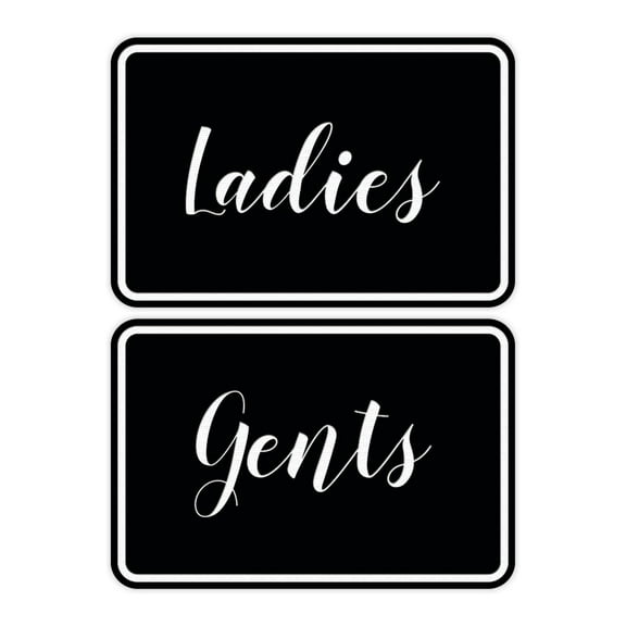 Classic Framed Ladies And Gents Sign Set (Black) - Small