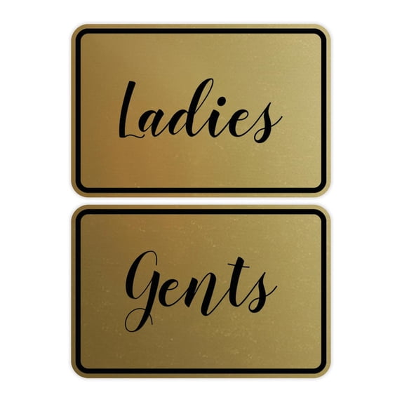 Classic Framed Ladies And Gents Sign Set (Brushed Gold) - Small