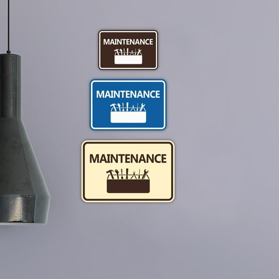 Classic Framed Maintenance Sign (Blue) - Medium