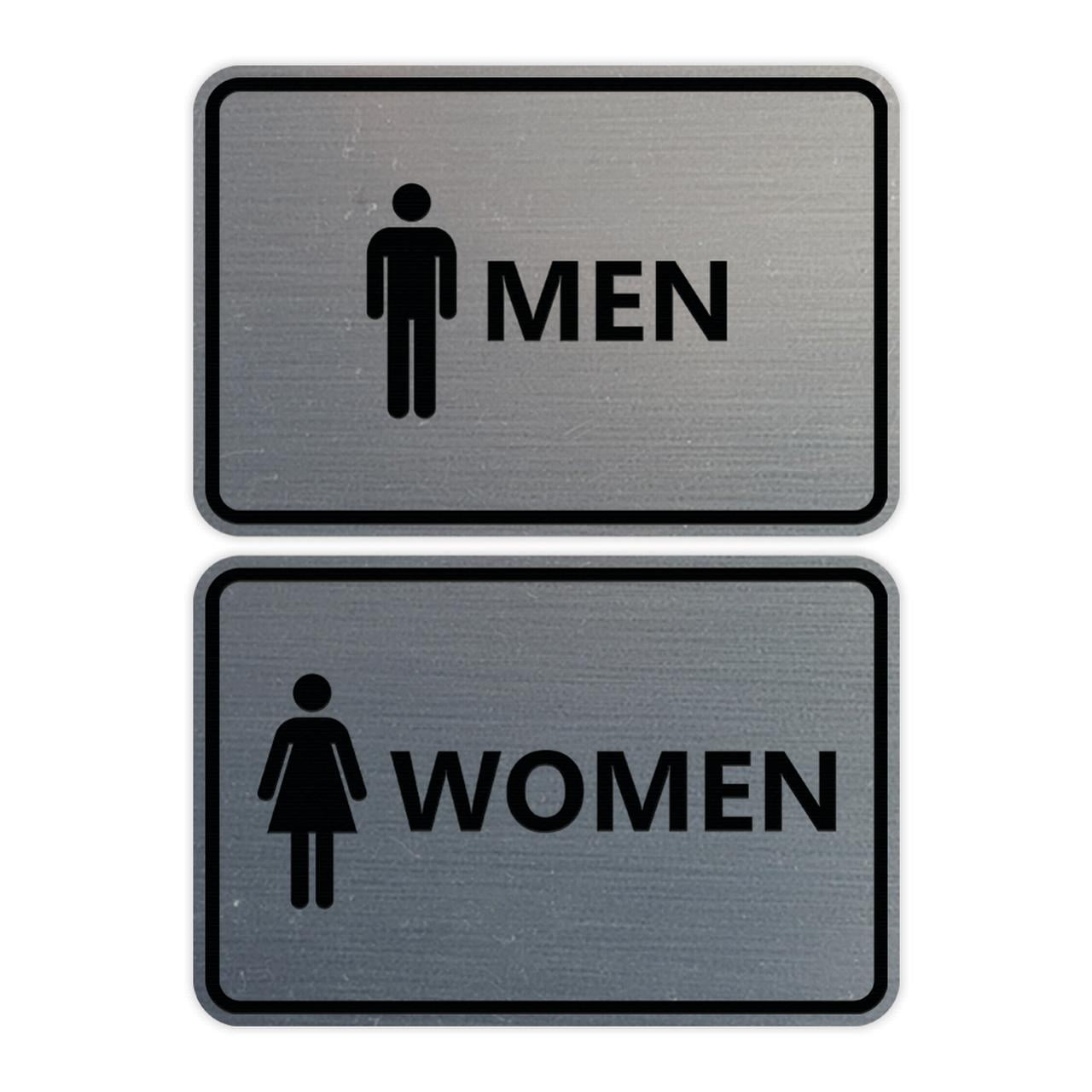 Classic Framed Men Women Sign Set (Brushed Silver) - Small - Walmart.com