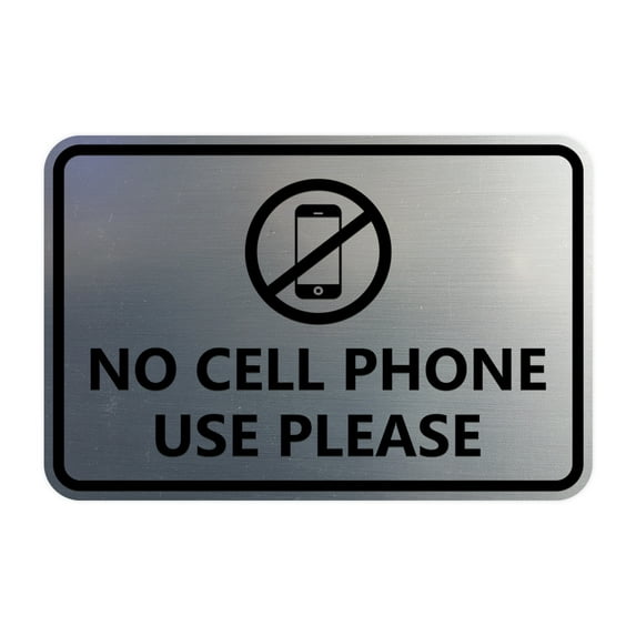 Classic Framed No Cell Phone Use Please (Brushed Silver) - Medium