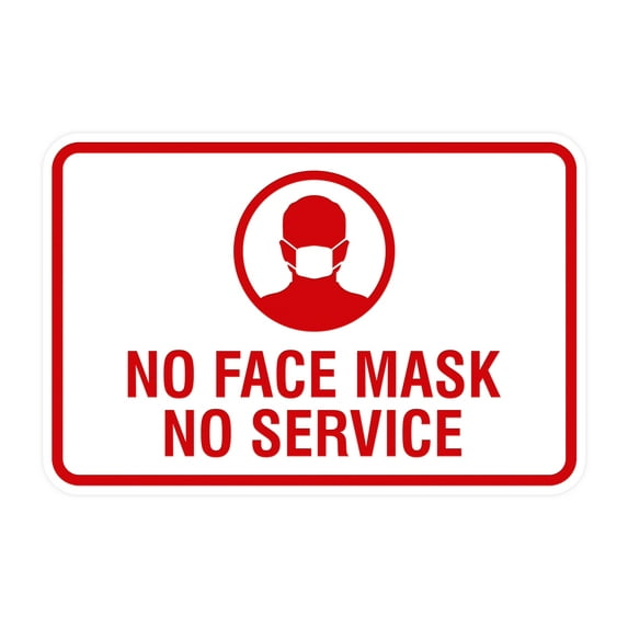 Classic Framed No Face Mask No Service Sign (White/Red) - Medium 5x7"