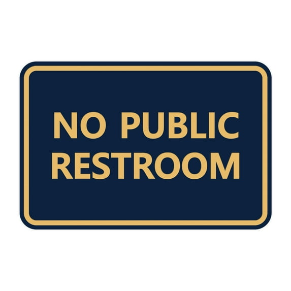 Classic Framed No Public Restroom (Navy Blue/Gold) - Large