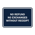 thumbnail image 1 of Classic Framed No Refund No Exchanges Without Receipt Sign (Navy Blue / White) - Small, 1 of 1