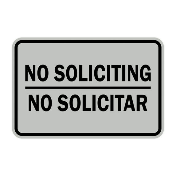 Classic Framed No Soliciting No Solicitar Sign (Lt Gray) - Medium