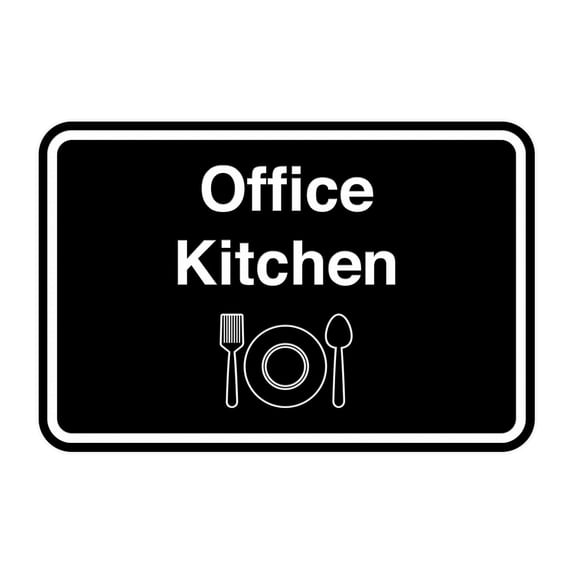 Classic Framed Office Kitchen Sign (Black) - Large