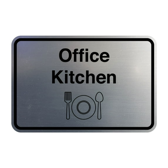 Classic Framed Office Kitchen Sign (Brushed Silver) - Medium