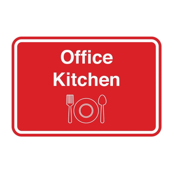 Classic Framed Office Kitchen Sign (Red) - Small