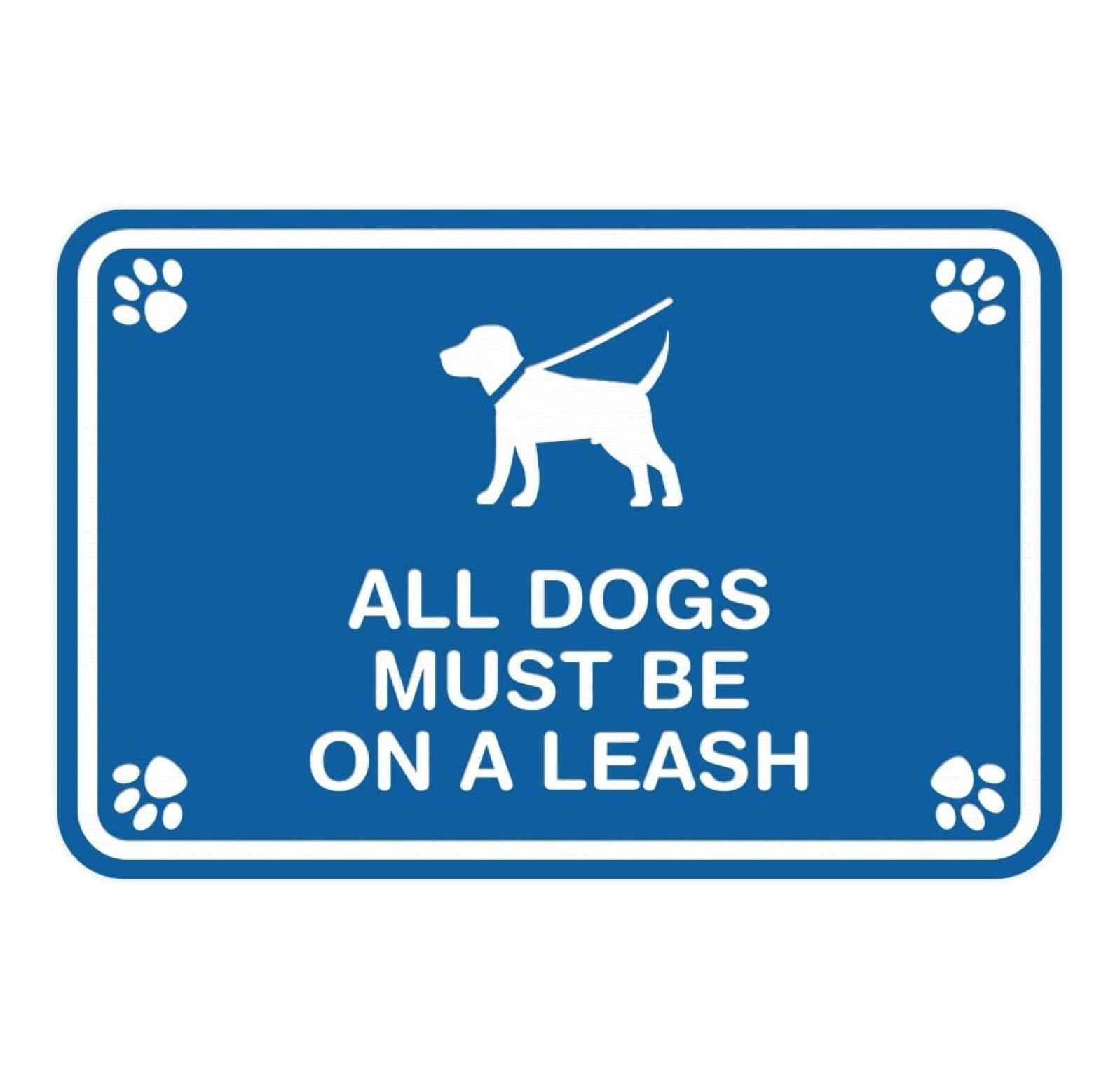 Classic Framed Paws, All Dogs Must Be On A Leash Sign (Blue) - Medium 5 ...