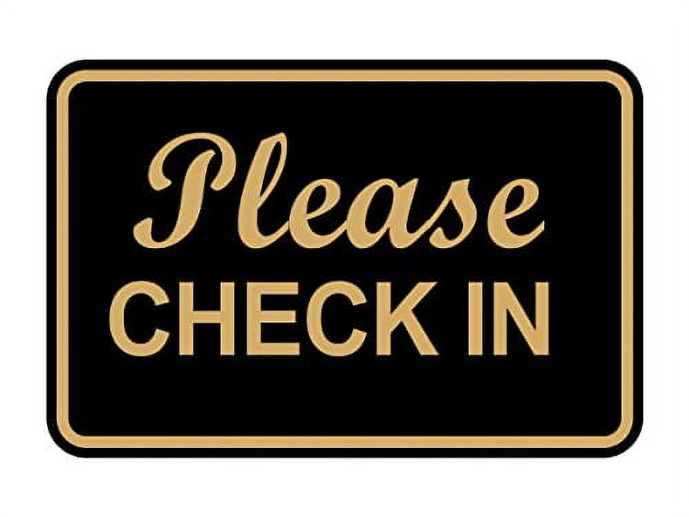 Classic Framed, Please Check In Sign (Black Gold) Large