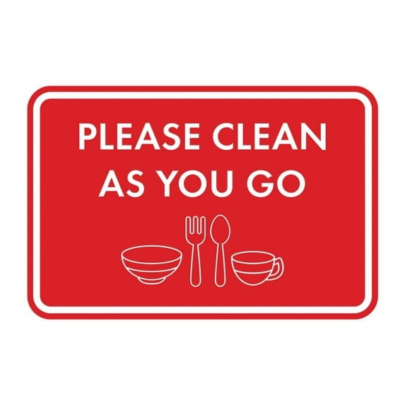 Classic Framed Please Clean As You Go Sign (Red) - Medium