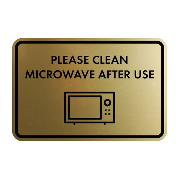 Classic Framed Please Clean Microwave After Use Sign (Brushed Gold) - Large
