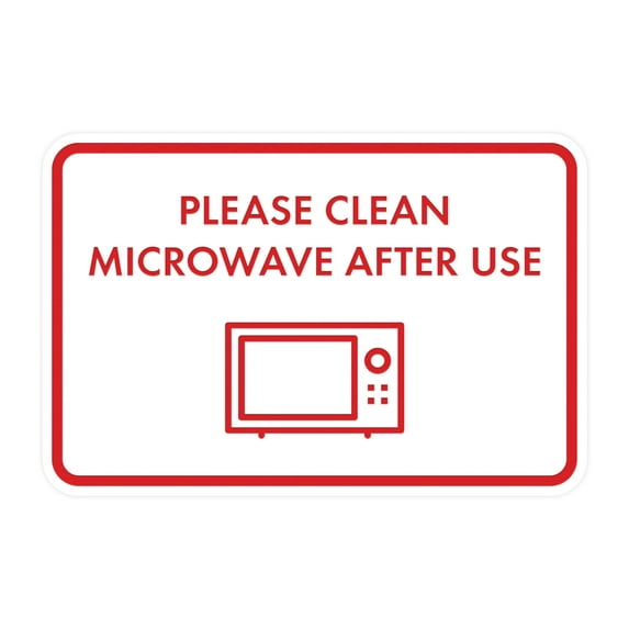 Classic Framed Please Clean Microwave After Use Sign (White/Red) - Medium