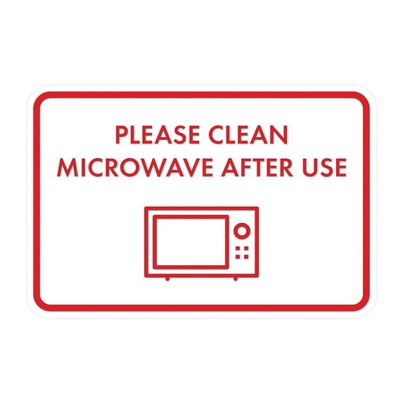 Classic Framed Please Clean Microwave After Use Sign (White/Red) - Small