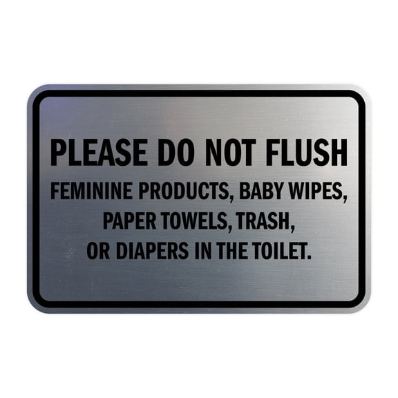 Classic Framed Please Do Not Flush Etiquette (Brushed Silver) - Medium
