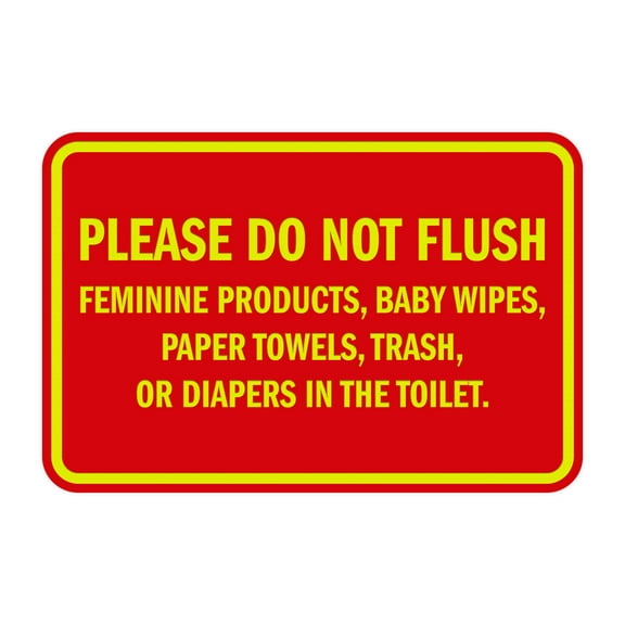Classic Framed Please Do Not Flush Etiquette (Red/Yellow) - Medium