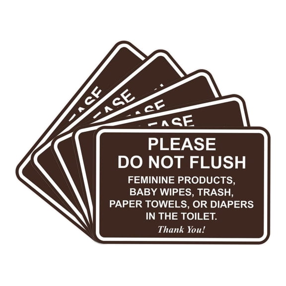 Classic Framed Please Do Not Flush Thank You Bathroom Etiquette Sign - 4" x 6" (Dark Brown) 5 Pack 4" x 6" - Small (5 Pack)