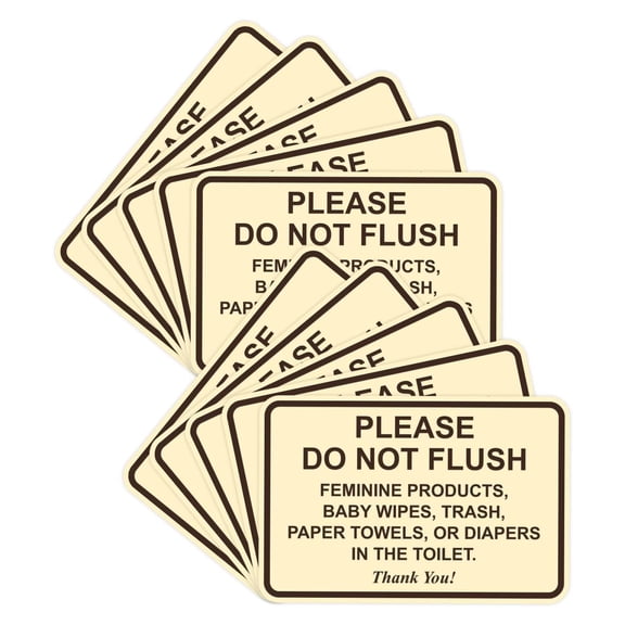 Classic Framed Please Do Not Flush Thank You Bathroom Etiquette Sign - 4" x 6" (Ivory-Dark Brown) 10 Pack 4" x 6" - Small (10 Pack)