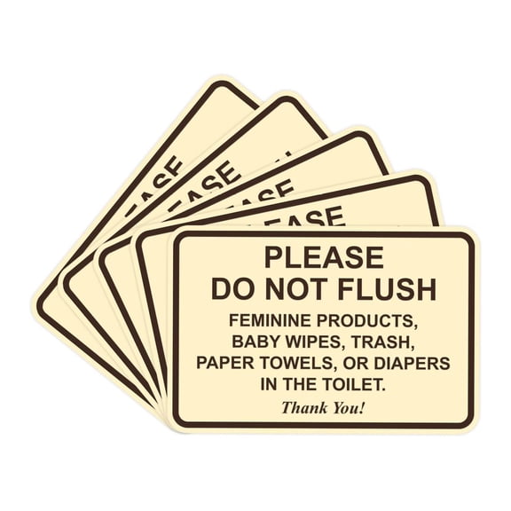 Classic Framed Please Do Not Flush Thank You Bathroom Etiquette Sign - 5" x 7" (Ivory-Dark Brown) 5 Pack 5" x 7" - Medium (5 Pack)
