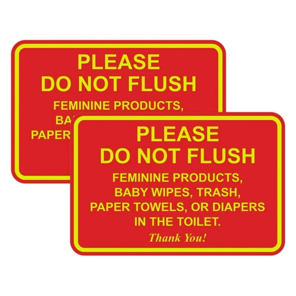 Classic Framed Please Do Not Flush Thank You Bathroom Etiquette Sign - 5" x 7" (Red-Yellow) 2 Pack 5" x 7" - Medium (2 Pack)