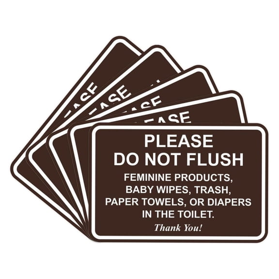 Classic Framed Please Do Not Flush Thank You Bathroom Etiquette Sign - 6" x 8" (Dark Brown) 5 Pack 6" x 8" - Large (5 Pack)
