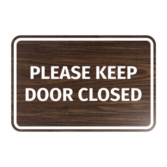 Classic Framed Please Keep Door Closed Sign (Walnut) - Small