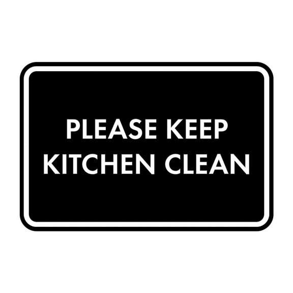 Classic Framed Please Keep Kitchen Clean Sign (Black) - Small