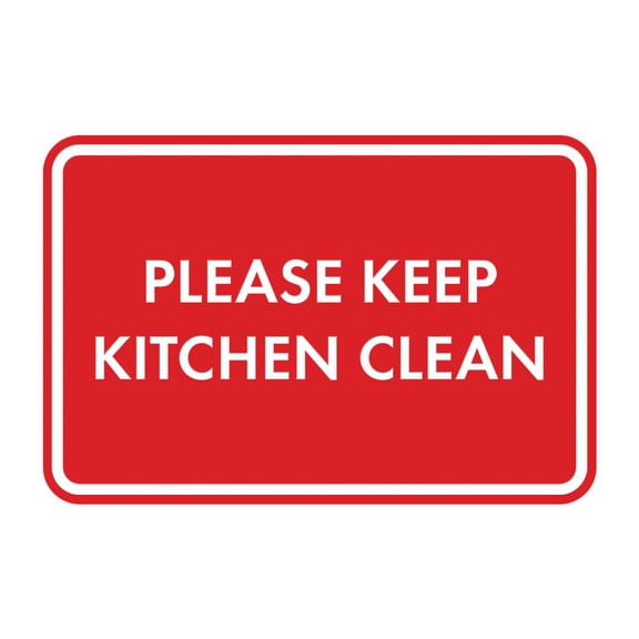 Classic Framed Please Keep Kitchen Clean Sign (Red) - Small