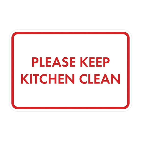 Classic Framed Please Keep Kitchen Clean Sign (White/Red) - Large