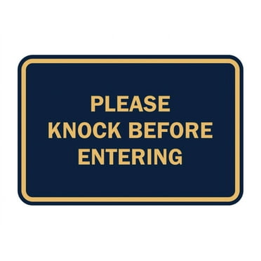 Classic Framed Please Knock Before Entering (Navy Blue/Gold) - Small