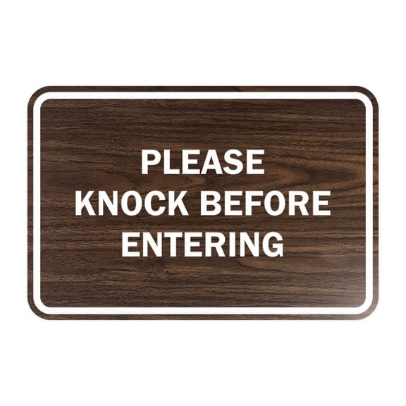 Classic Framed Please Knock Before Entering (Walnut) - Large