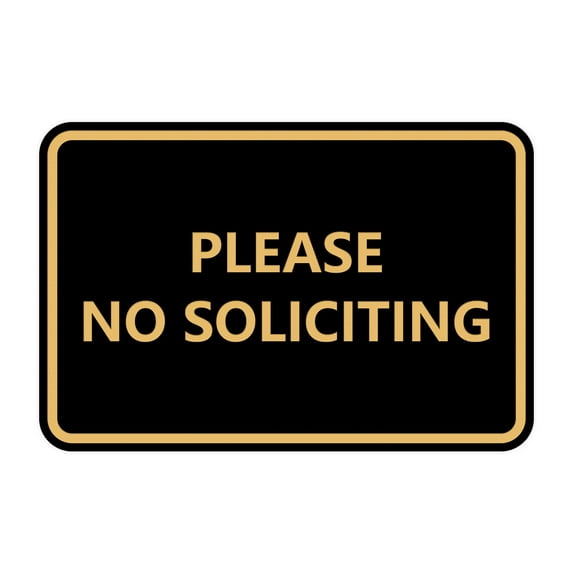Classic Framed Please No Soliciting Sign (Black Gold) - Large
