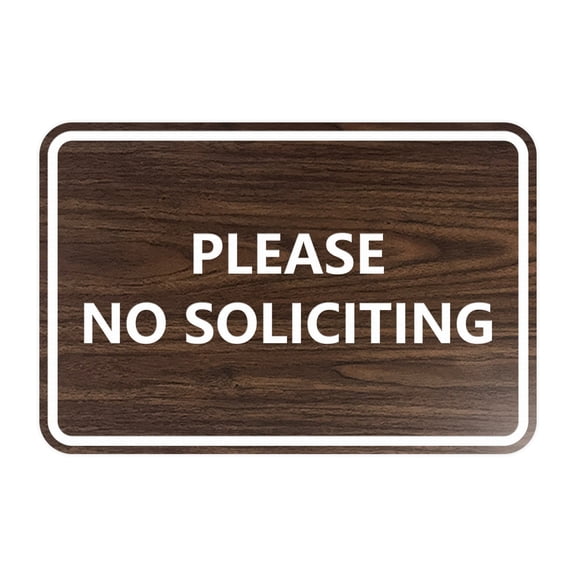 Classic Framed Please No Soliciting Sign (Walnut) - Small