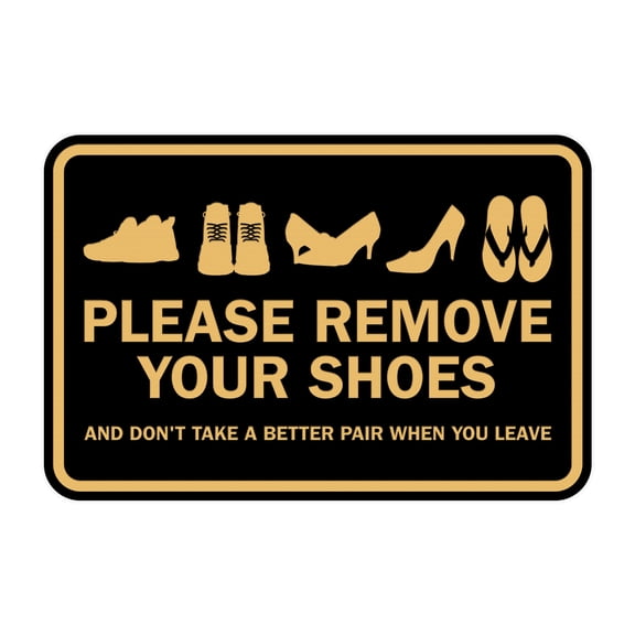 Classic Framed Please Remove Your Shoes Sign (Black /Gold) - Small