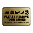 thumbnail image 1 of Classic Framed Please Remove Your Shoes Sign (Brushed Gold) - Large, 1 of 1