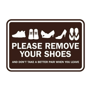 Classic Framed Please Remove Your Shoes Sign (Dark Brown) - Medium