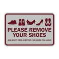 Remove Sign Grey Classic Framed Please Remove Your Shoes Sign (Light Grey / Burgundy ...