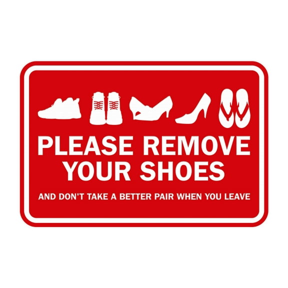 Classic Framed Please Remove Your Shoes Sign (Red) - Large